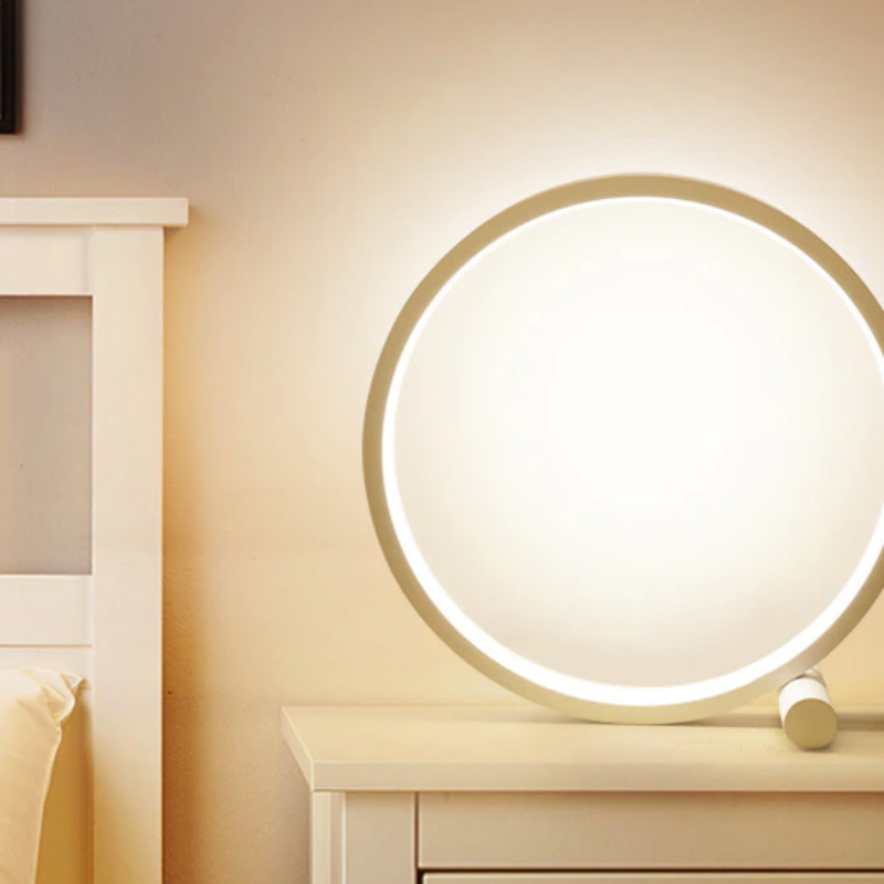 Royaleva Halo Nightstand Lamp - Unique Halo Ring Design - Black / Warm