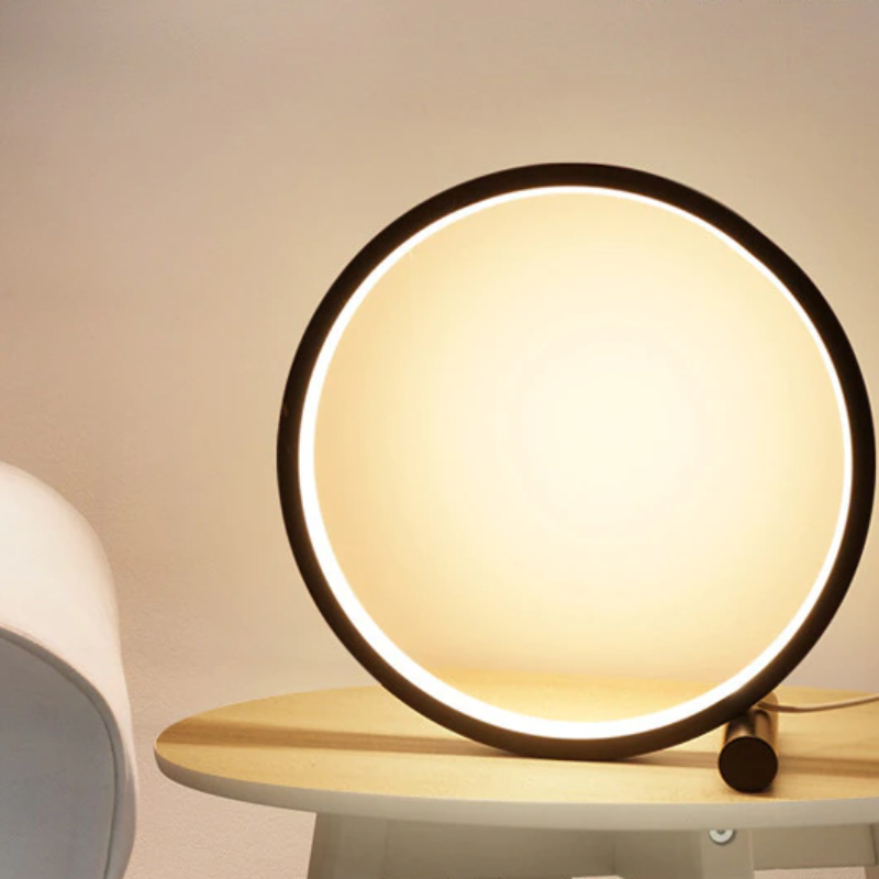 Royaleva Halo Nightstand Lamp - Unique Halo Ring Design - Black / Warm