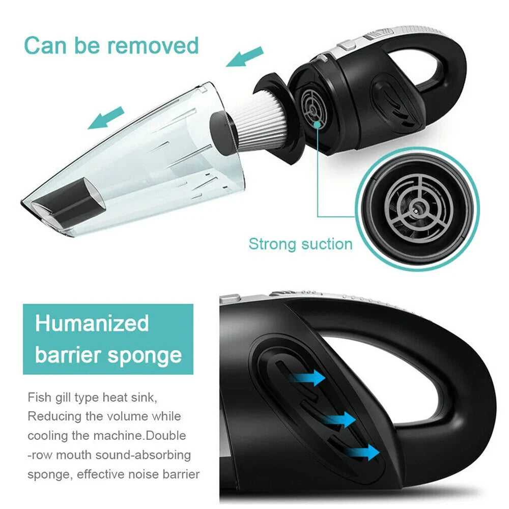 Luxora Handheld Cordless Vacuum Cleaner USB 120W 4000PA for Car Home Pet Hair Wet Dry