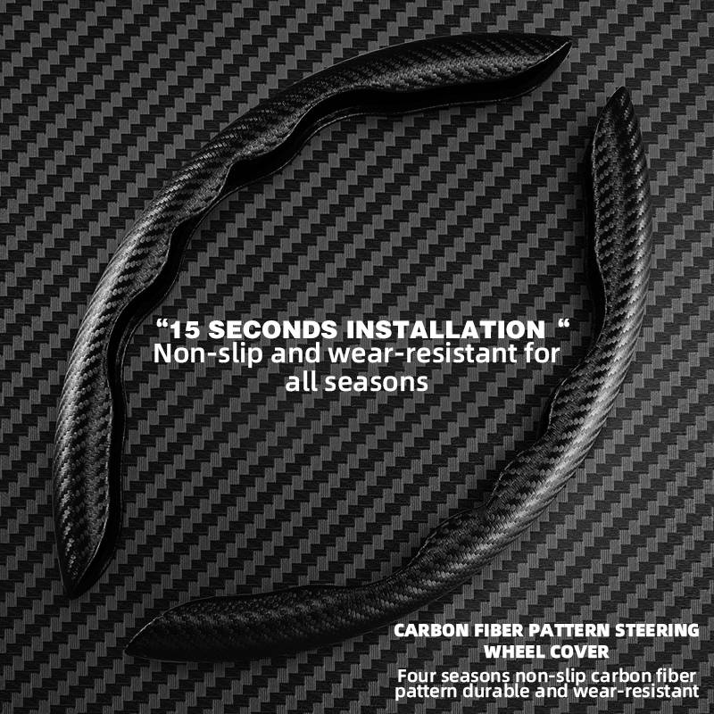Luxora Universal Steering Wheel Cover with Carbon Fiber Design
