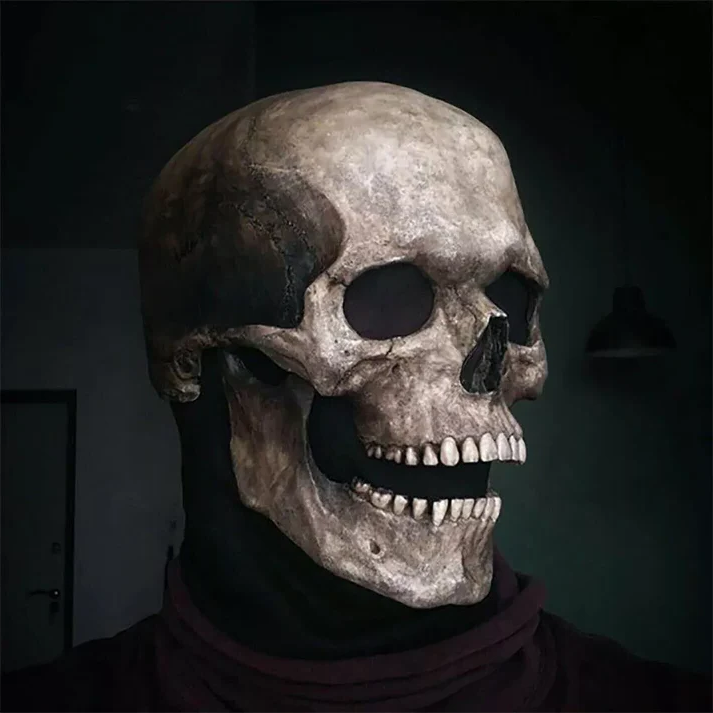 RoyaleGlow Movable Jaw Realistic Full Head Skull Mask - Human Skeleton Mask for Halloween Party