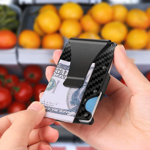 Royaleva RFID Blocking Men's Carbon Fiber Metal Wallet