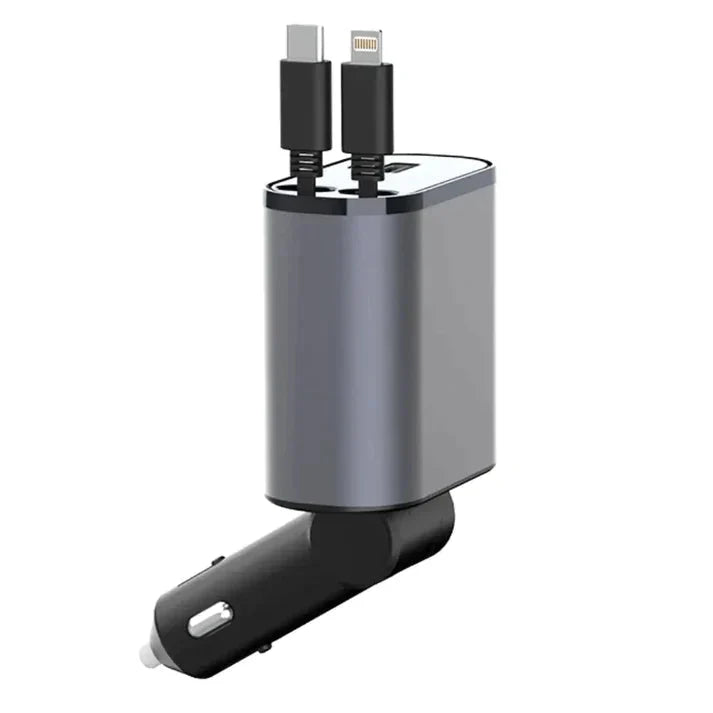 Royaleva Dual Retractable Car Charger for Fast Charging