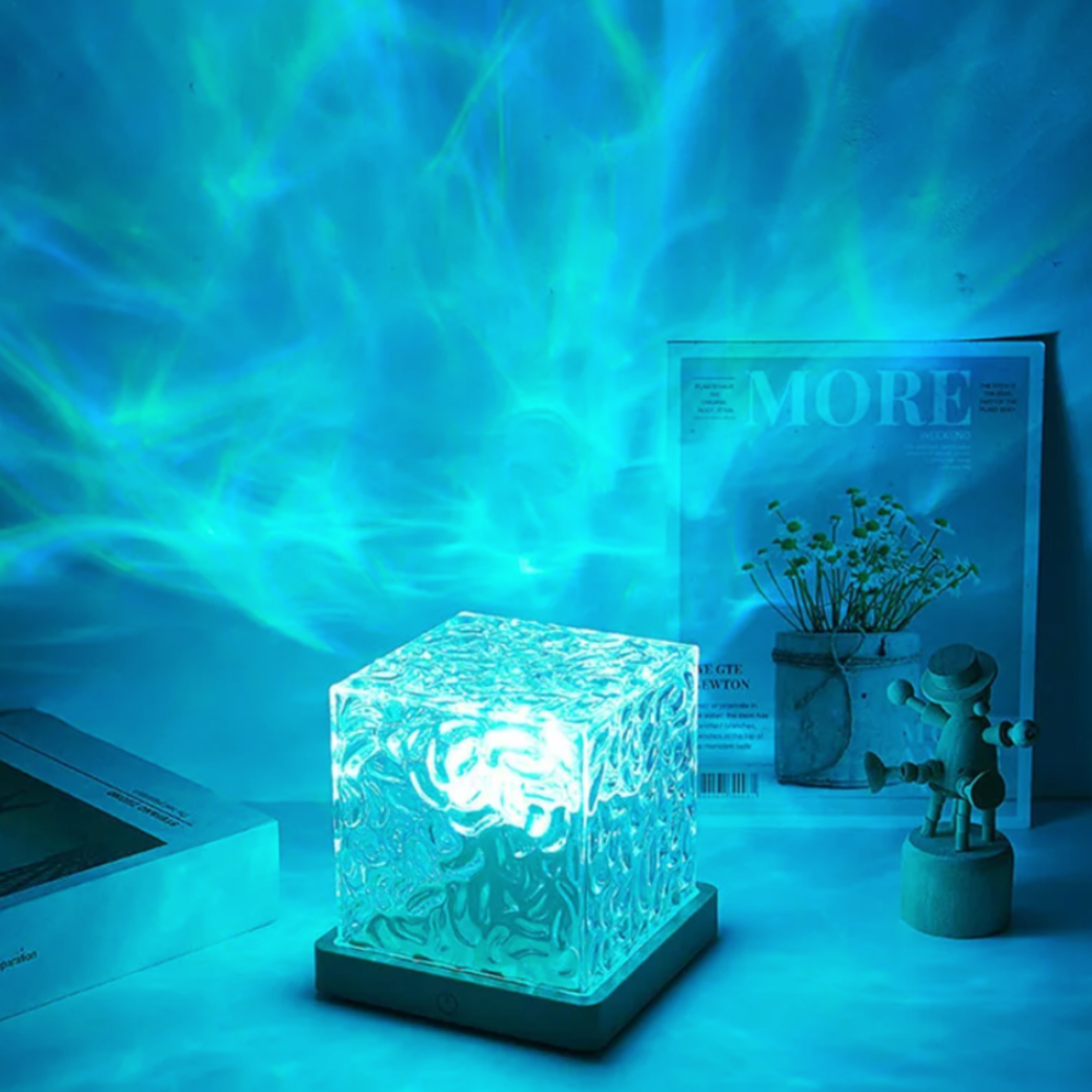 Soothing LED sleep aid lamp with adjustable brightness, cordless and portable design for stress relief and improved sleep quality – sunset-inspired calming night light.