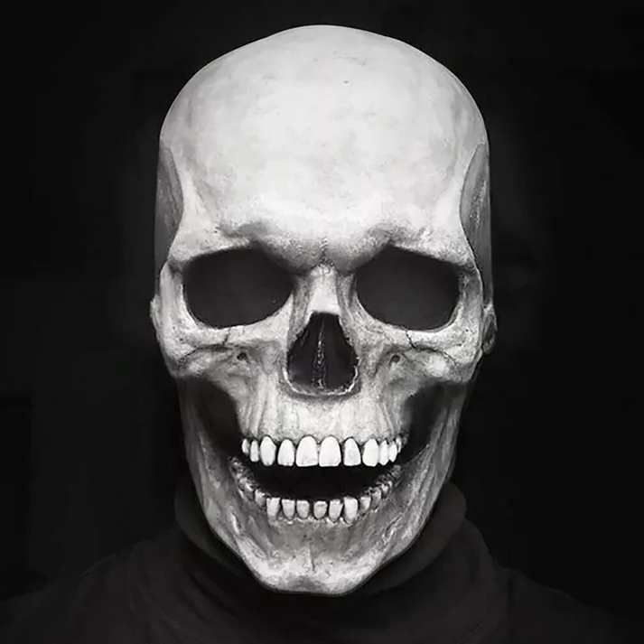 RoyaleGlow Movable Jaw Realistic Full Head Skull Mask - Human Skeleton Mask for Halloween Party