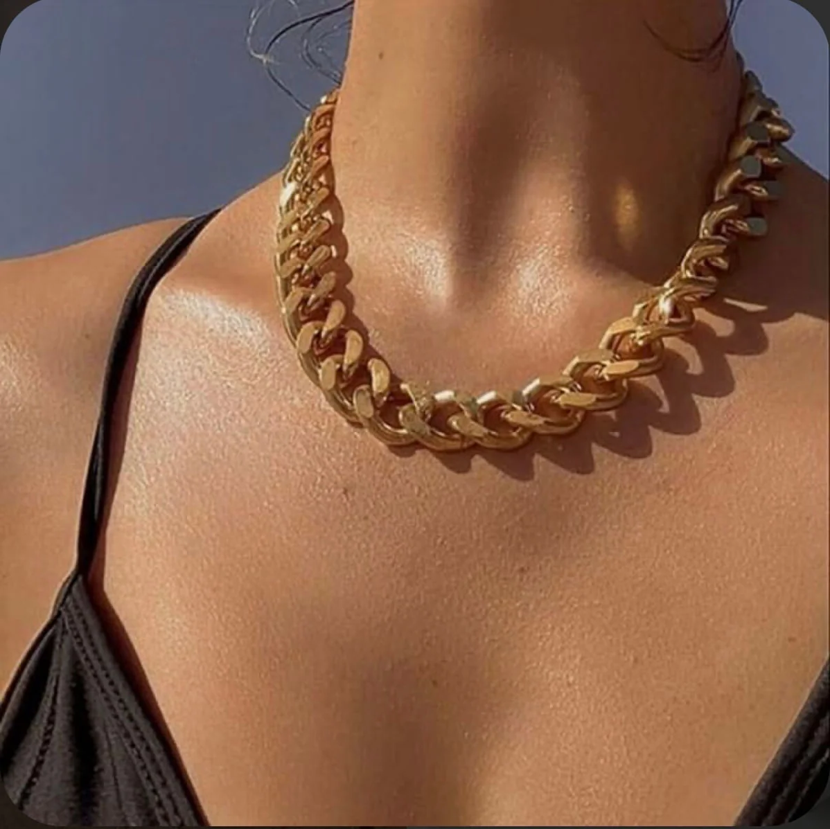 Royaleva 18K Gold Cuban Chunky Chain Necklace 17.5"
