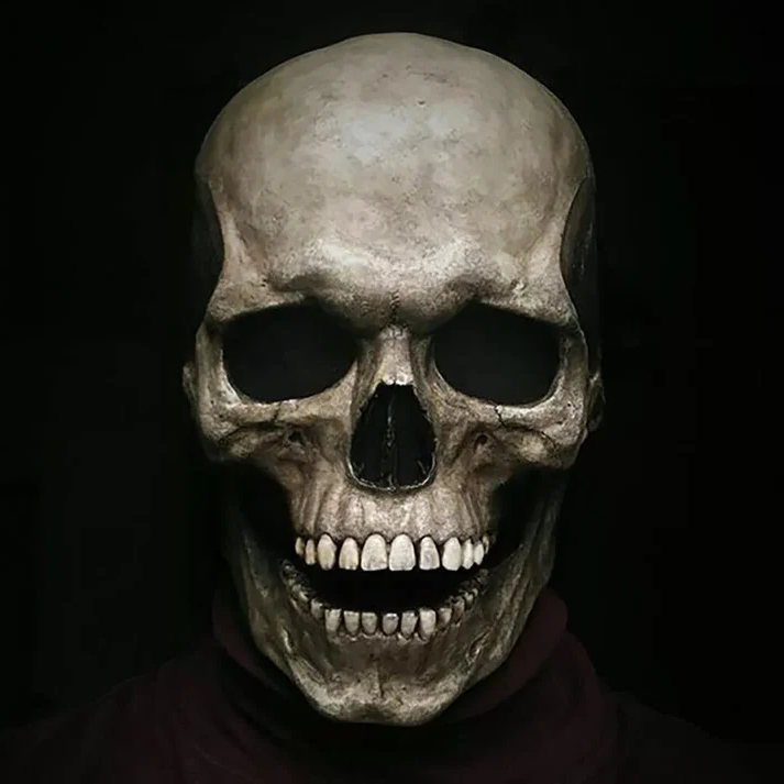 RoyaleGlow Movable Jaw Realistic Full Head Skull Mask - Human Skeleton Mask for Halloween Party