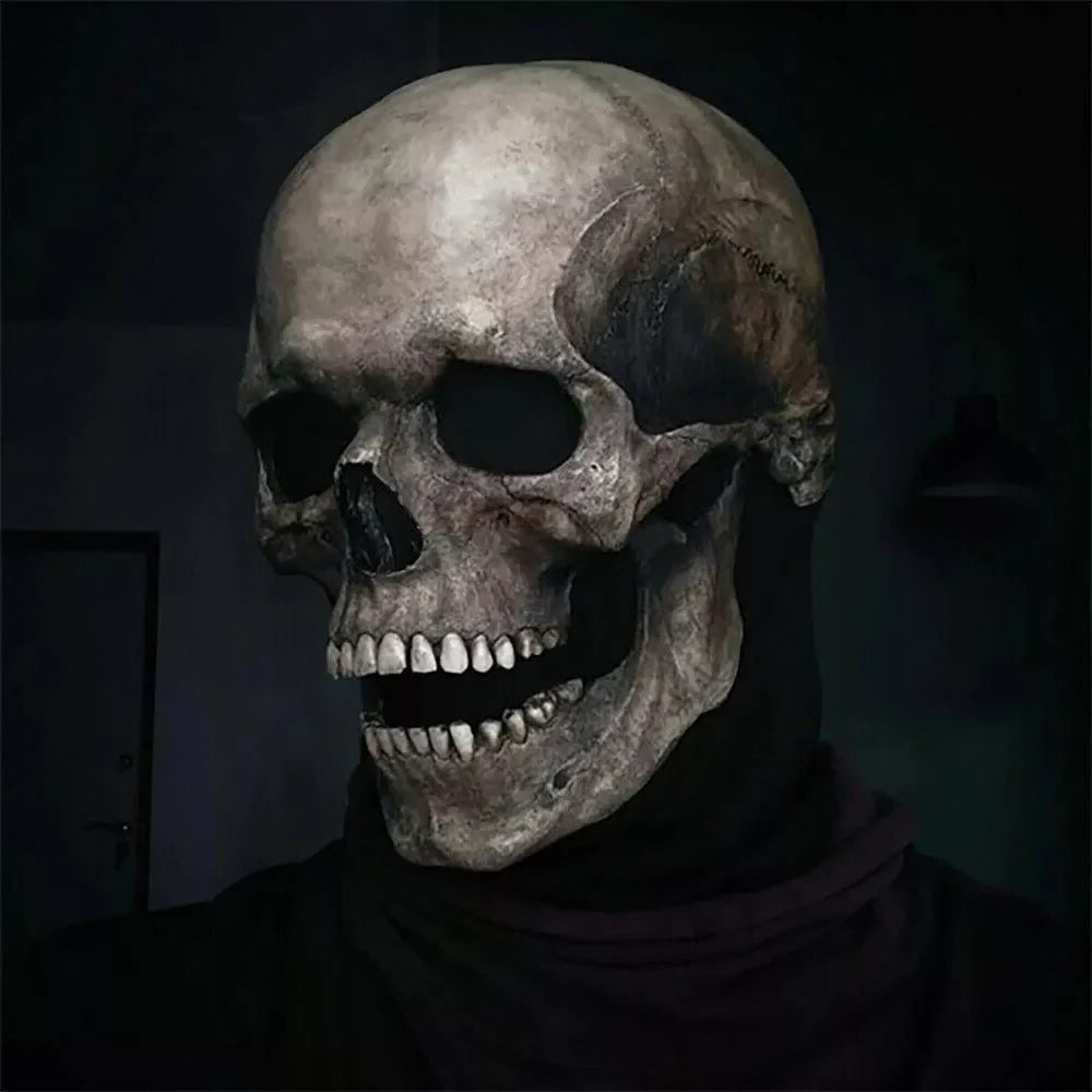 RoyaleGlow Movable Jaw Realistic Full Head Skull Mask - Human Skeleton Mask for Halloween Party