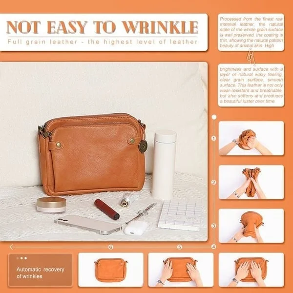 LuxRoyale Three-Layer Crossbody Leather Shoulder Bag & Clutch
