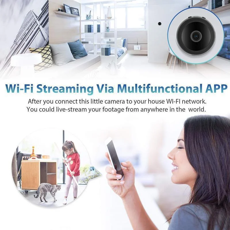RoyaleGlow 1080p Magnetic WiFi Mini Camera for Home Security