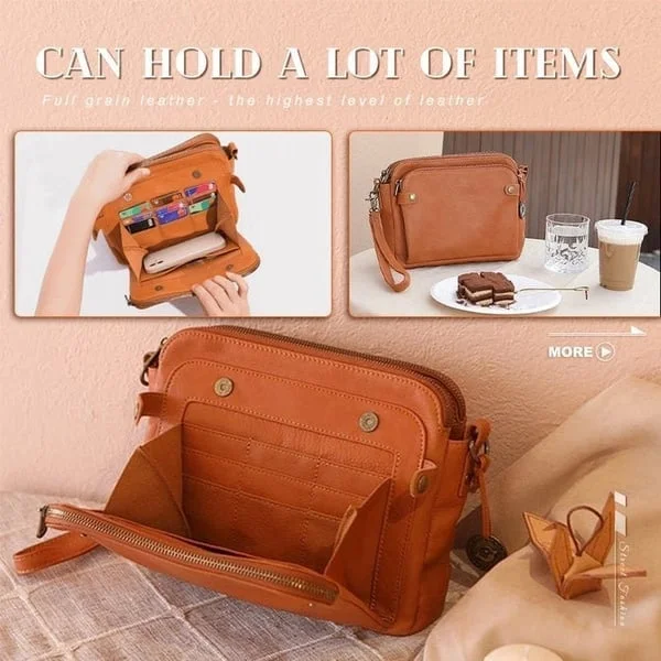 LuxRoyale Three-Layer Crossbody Leather Shoulder Bag & Clutch