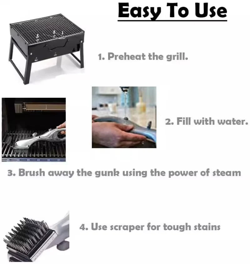 RoyaleGlow Barbecue Grill Outdoor Steam Cleaning Brush BBQ Cleaner Charcoal Scraper