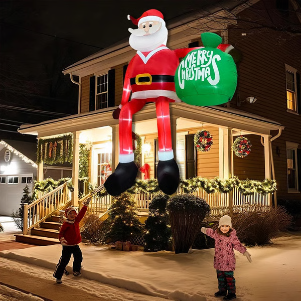 Royaleva Giant 8FT LED Climbing Santa Inflatable Premium Outdoor Christmas Decoration