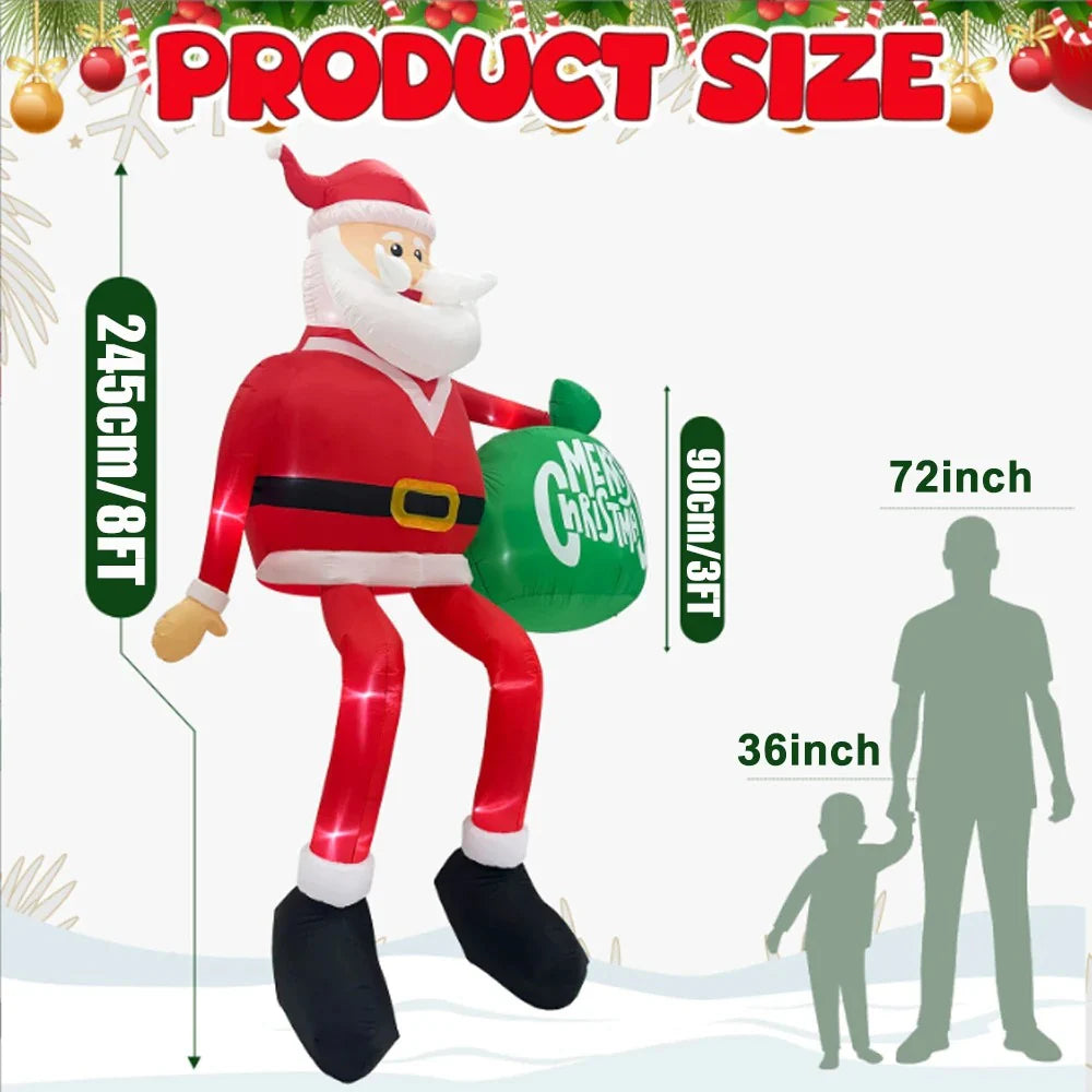 Royaleva Giant 8FT LED Climbing Santa Inflatable Premium Outdoor Christmas Decoration