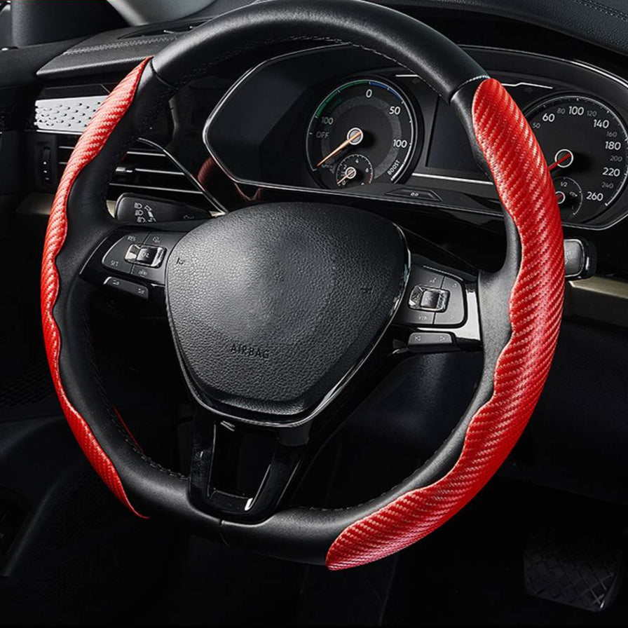 Luxora Universal Steering Wheel Cover with Carbon Fiber Design