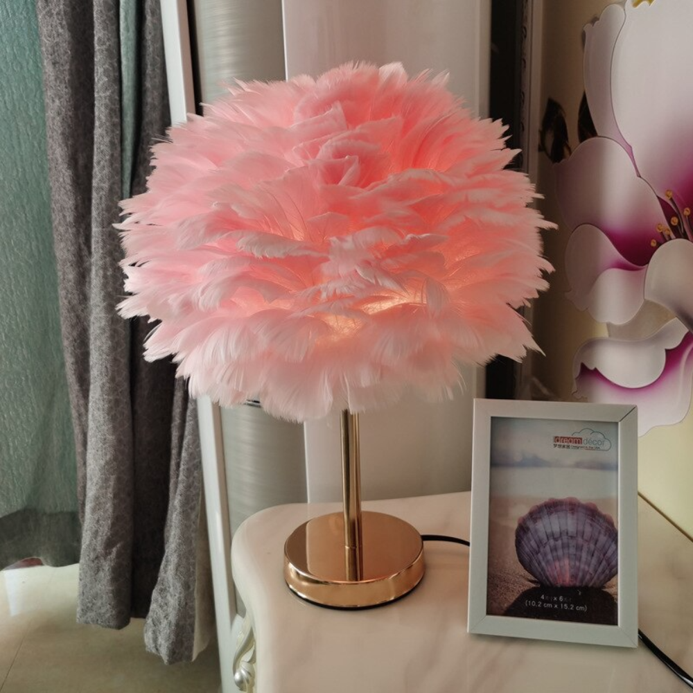 Royallure Feather LED Modern Table Lamp - 7 Colors - Lamp / Light pink feather