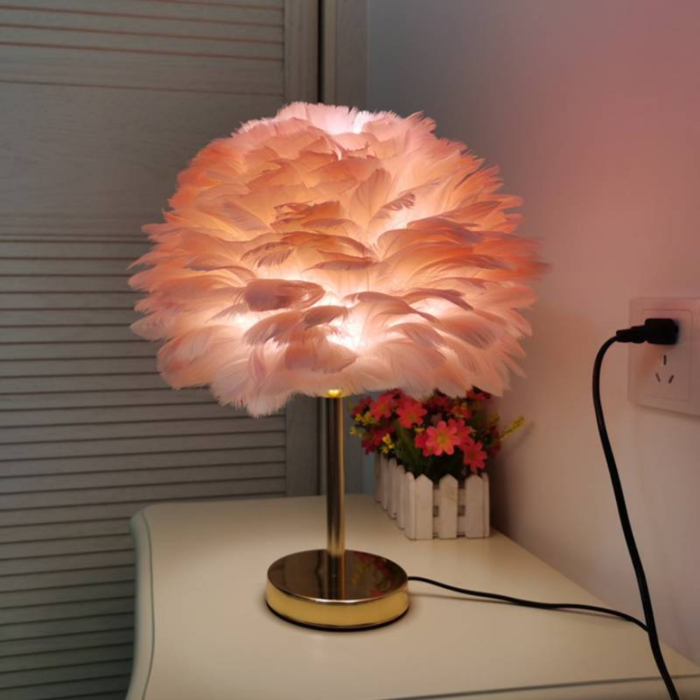 Royallure Feather LED Modern Table Lamp - 7 Colors - Lamp / Orange feather