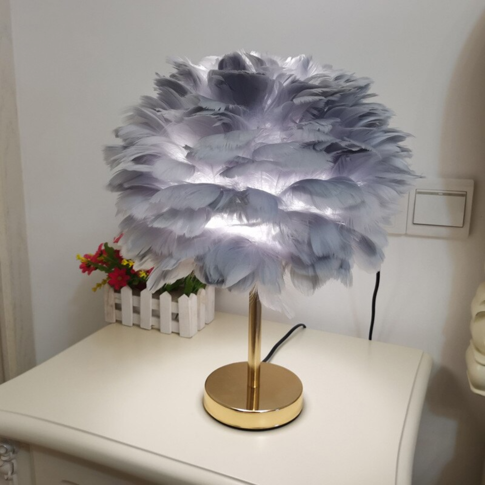 Royallure Feather LED Modern Table Lamp - 7 Colors - Lamp / Gray feather