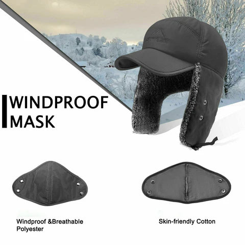 Luxora Premium Mens Winter Cold Weather Snow Hat With Ear Flaps And Brim
