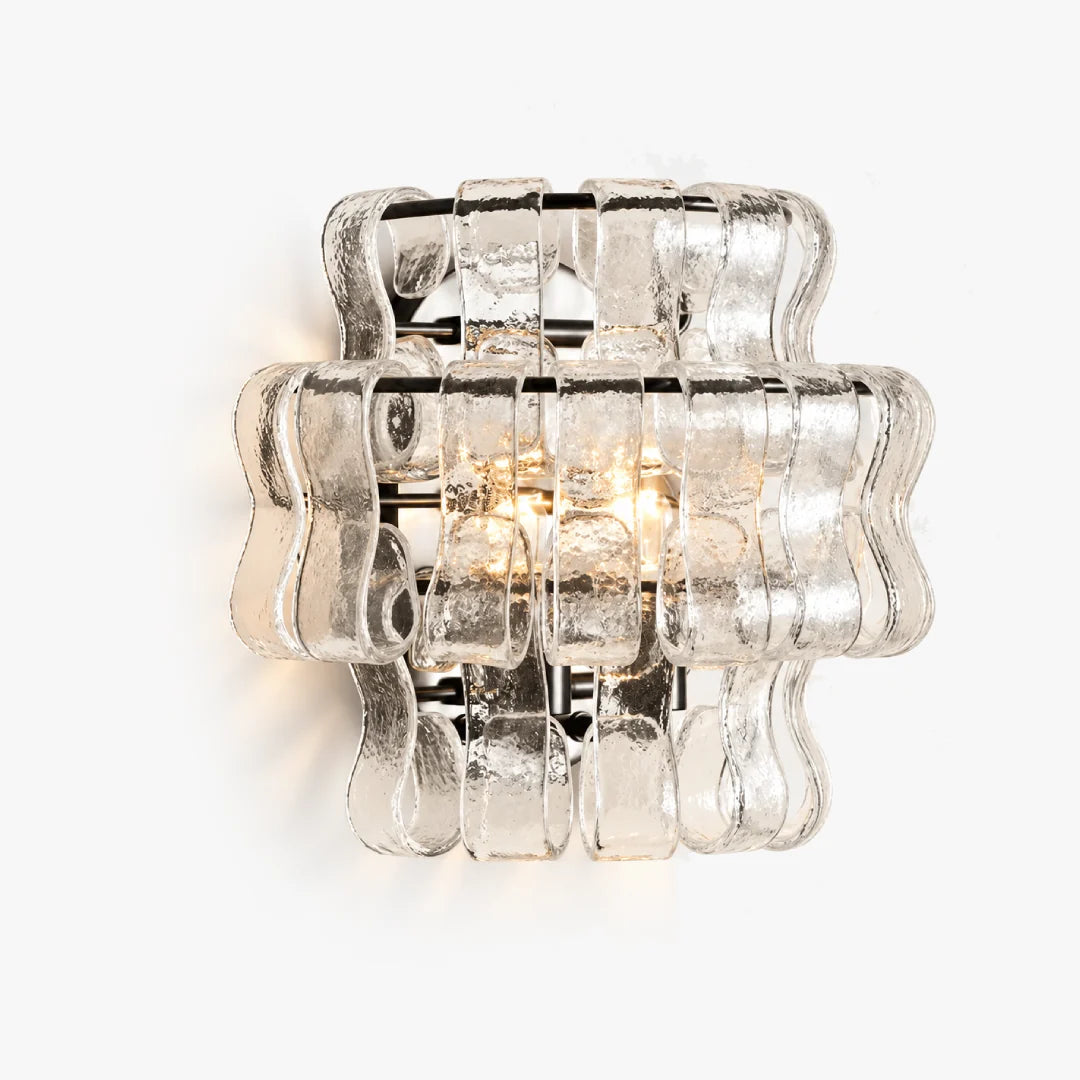 LuxRoyale Murano Glass Wall Lamp Rippled Ribbon Sconce Light - Royale Basic