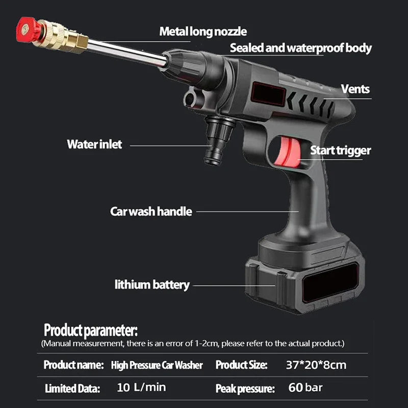 Luxora High Pressure Water Gun For Car Wash Portable 60Bar
