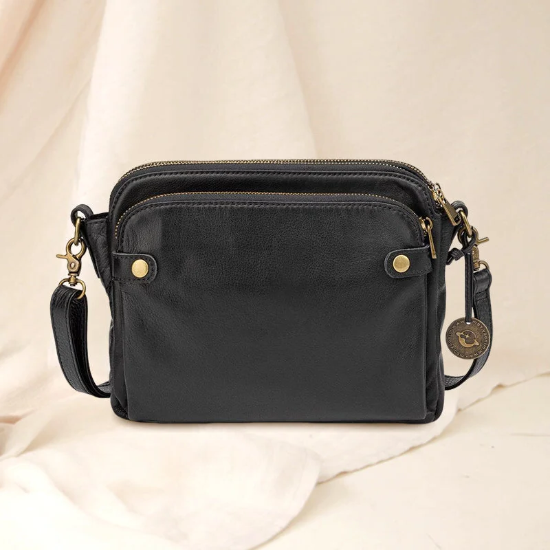 LuxRoyale Three-Layer Crossbody Leather Shoulder Bag & Clutch