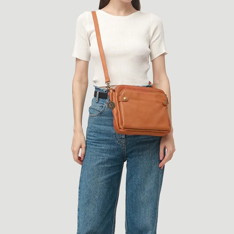 LuxRoyale Three-Layer Crossbody Leather Shoulder Bag & Clutch