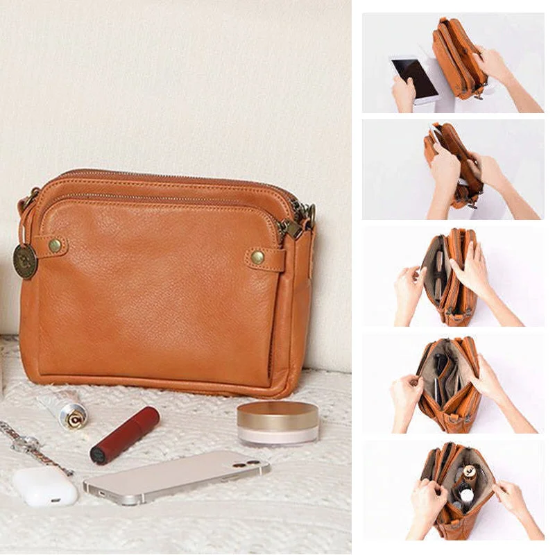 LuxRoyale Three-Layer Crossbody Leather Shoulder Bag & Clutch