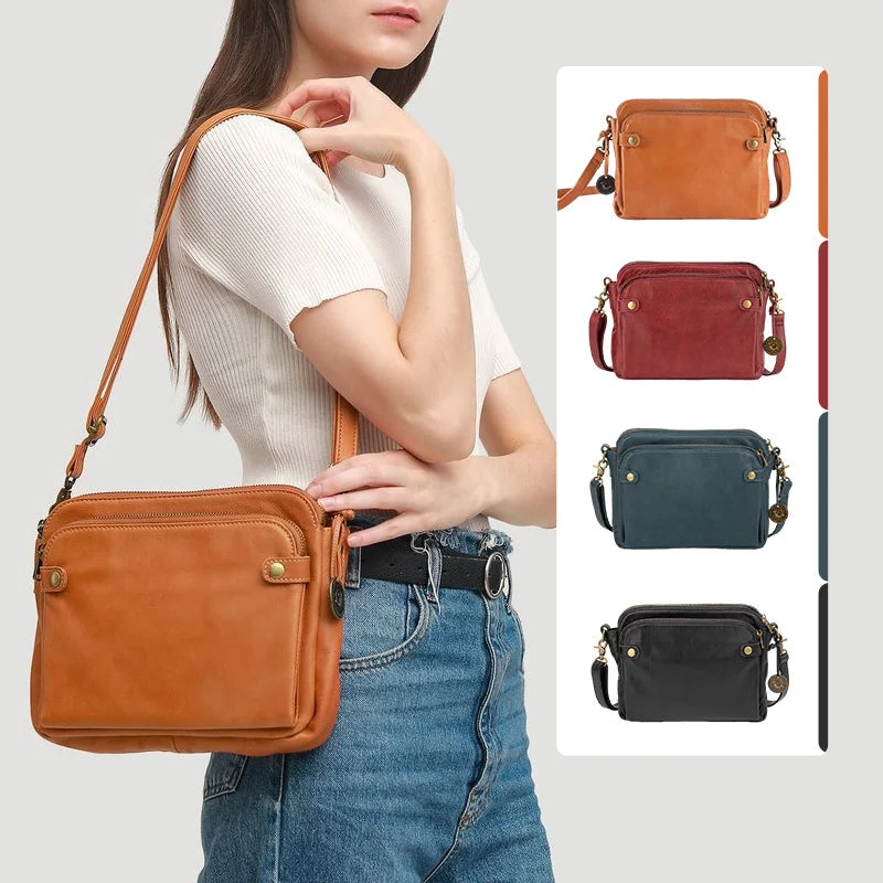 LuxRoyale Three-Layer Crossbody Leather Shoulder Bag & Clutch
