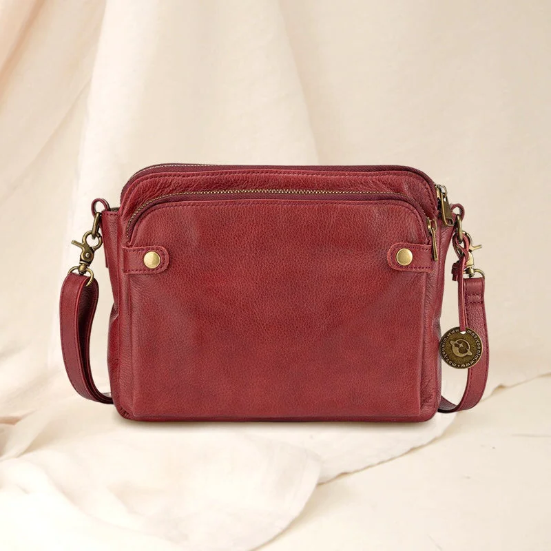 LuxRoyale Three-Layer Crossbody Leather Shoulder Bag & Clutch