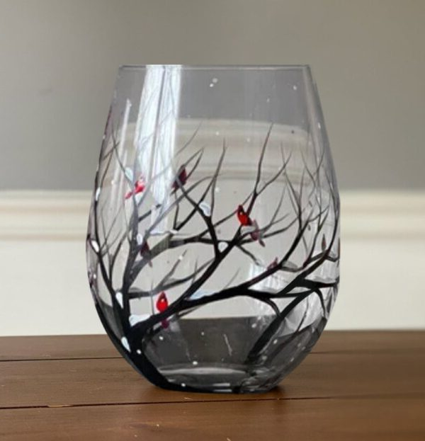 Luxora Four Seasons Tree Wine Glasses – Hand Painted Art