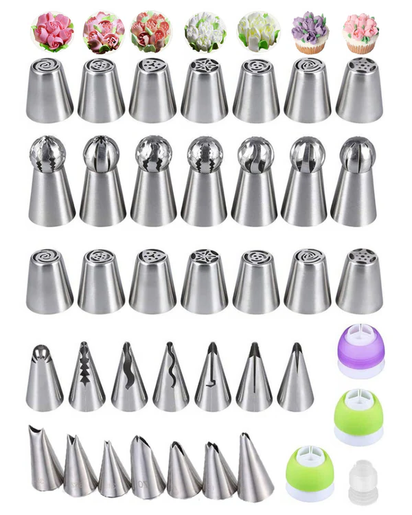 RoyaleGlow Cake Decor Piping Tips Set with Coupler