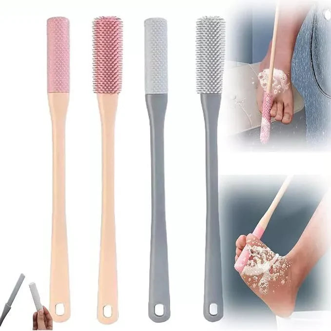 RoyaleGlow Toe Gap Cleaning Brush with Long Handle Gray-1 Set
