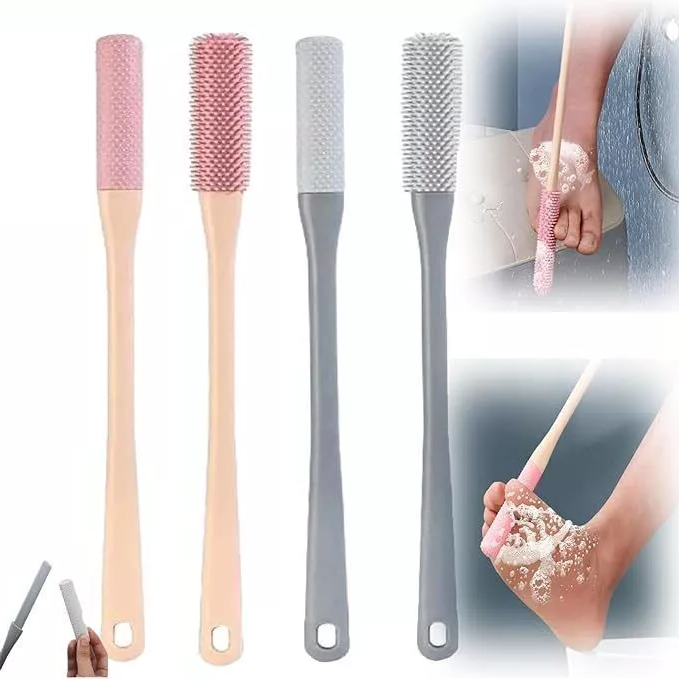 RoyaleGlow Toe Gap Cleaning Brush with Long Handle Gray-1 Set