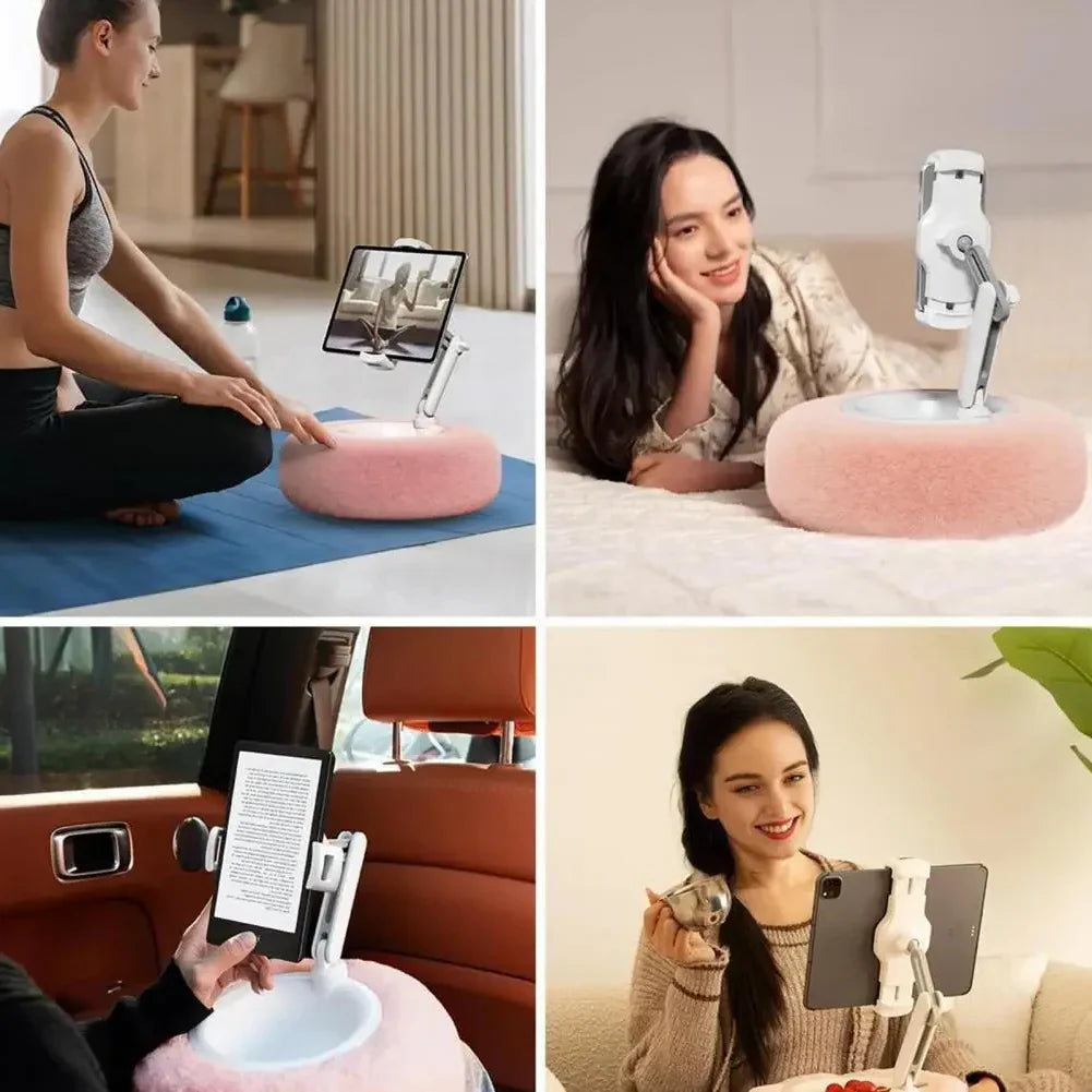 RoyaleGlow Fuzzy Tablet & Phone Pillow Stand – Multi-Angle Phone Holder for Bed, Car, and Couch
