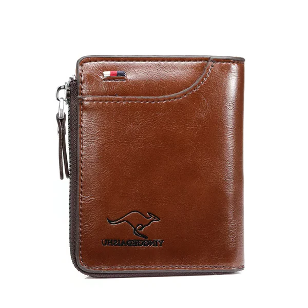 Royaleva Men’s RFID Blocking Wallet with Zipper Multi Credit Card Holder Khaki Brown Black