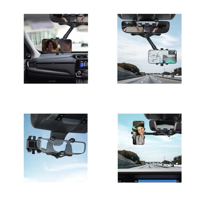 Royaleva Rotatable and Retractable Car Phone Holder - 360 Degree Rear View Mirror Phone Holder