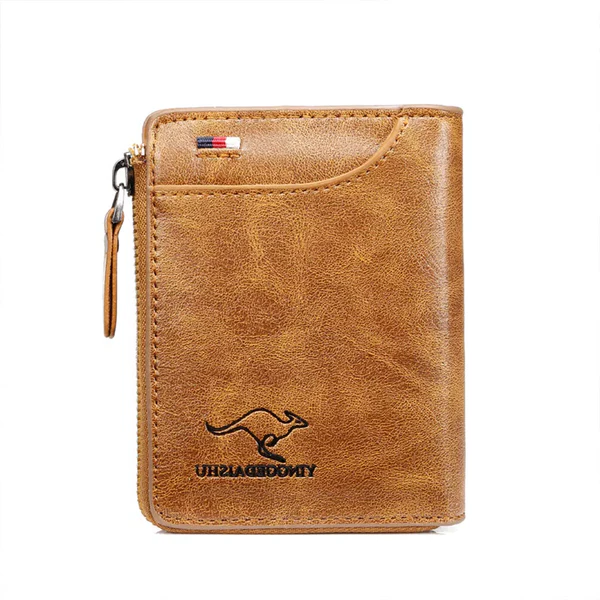 Royaleva Men’s RFID Blocking Wallet with Zipper Multi Credit Card Holder Khaki Brown Black