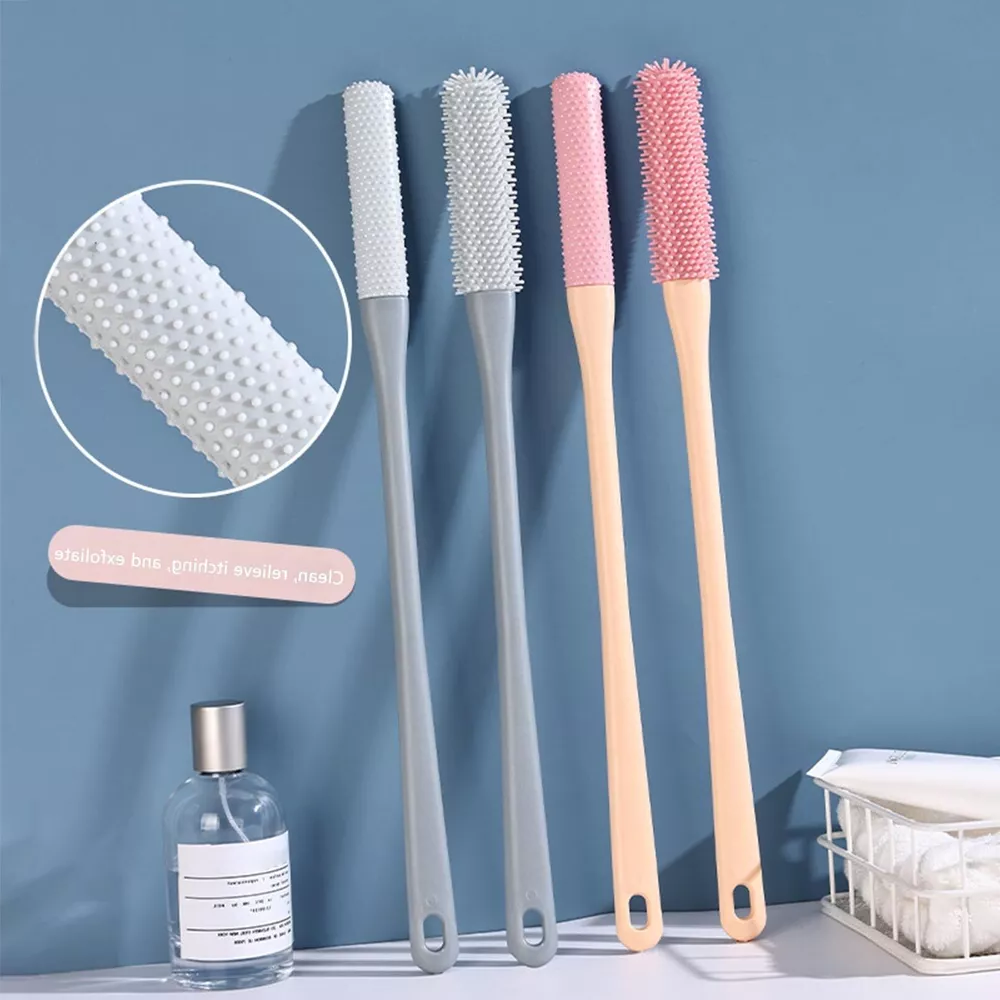 RoyaleGlow Toe Gap Cleaning Brush with Long Handle Gray-1 Set