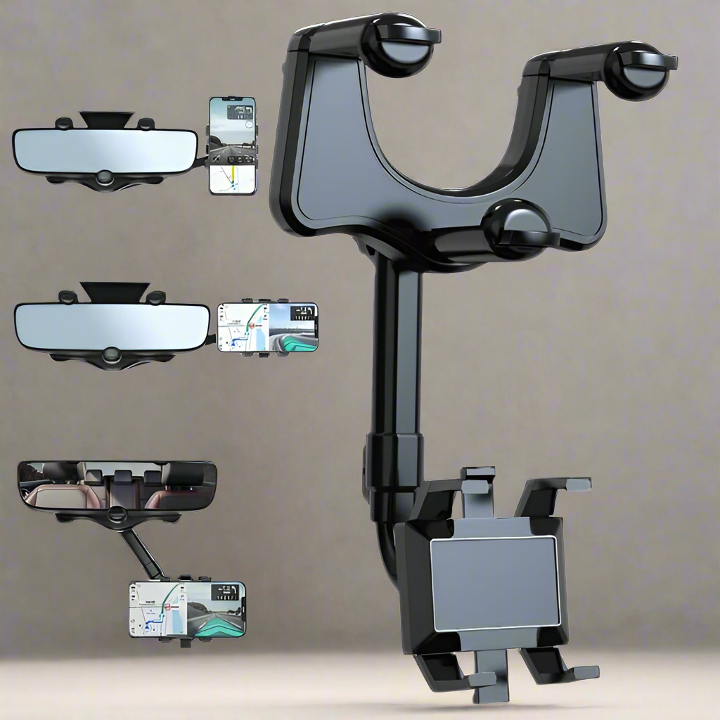 Royaleva Rotatable and Retractable Car Phone Holder - 360 Degree Rear View Mirror Phone Holder