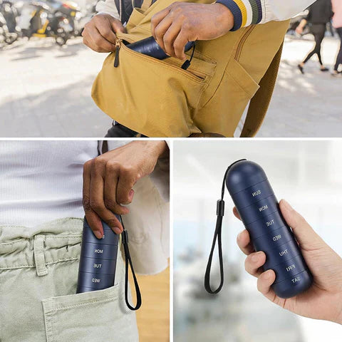 Luxora Aluminum 7 Days Portable Pill Organizer for Travel