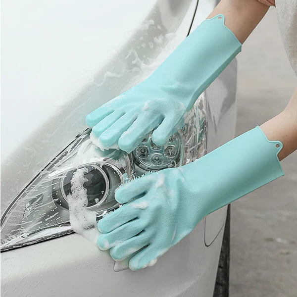 RoyaleGlow Magic Silicone Dishwashing Gloves - Reusable Cleaning Gloves