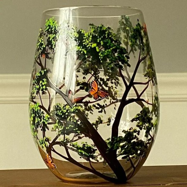 Luxora Four Seasons Tree Wine Glasses – Hand Painted Art