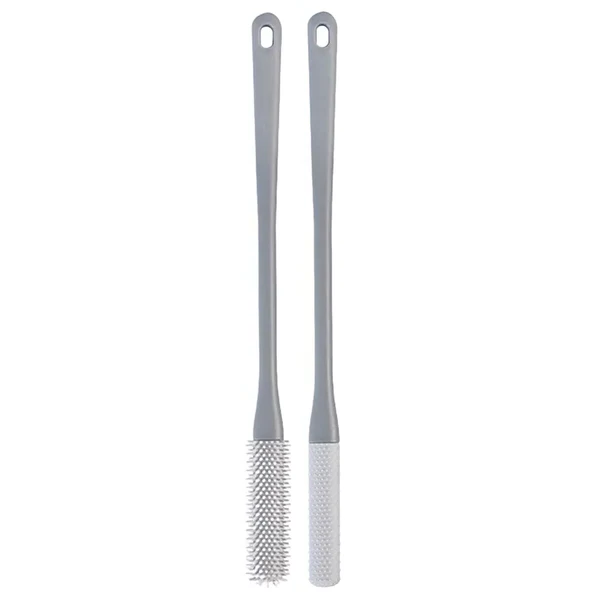 RoyaleGlow Toe Gap Cleaning Brush with Long Handle Gray-1 Set