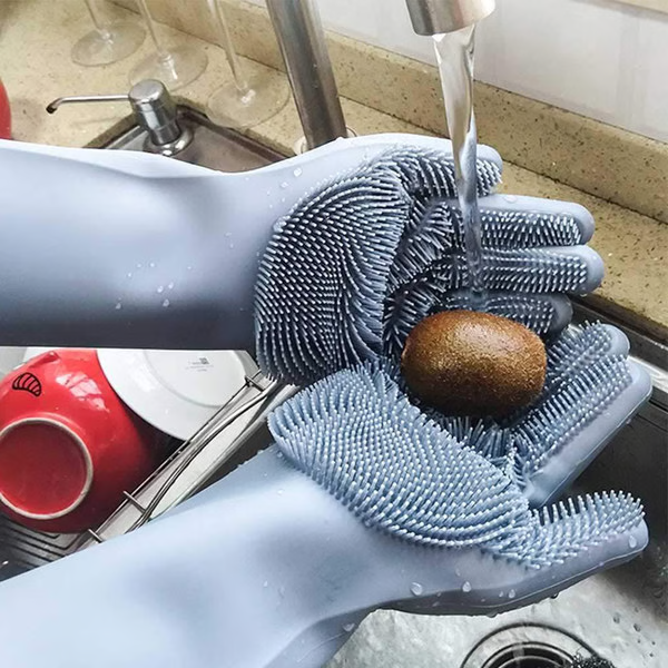 RoyaleGlow Magic Silicone Dishwashing Gloves - Reusable Cleaning Gloves
