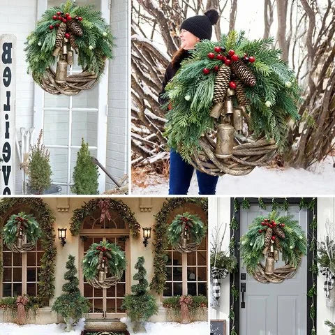 Luxora Farmhouse Christmas Wreath, Boho Holiday Decor
