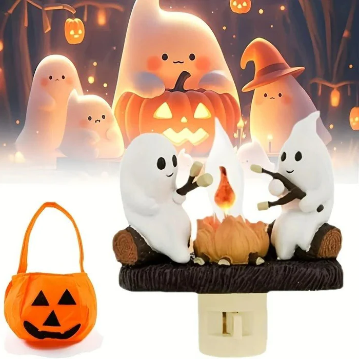 Royaleva Halloween Ghost Bonfire Night Light - Campfire Flicker Flame Night Light