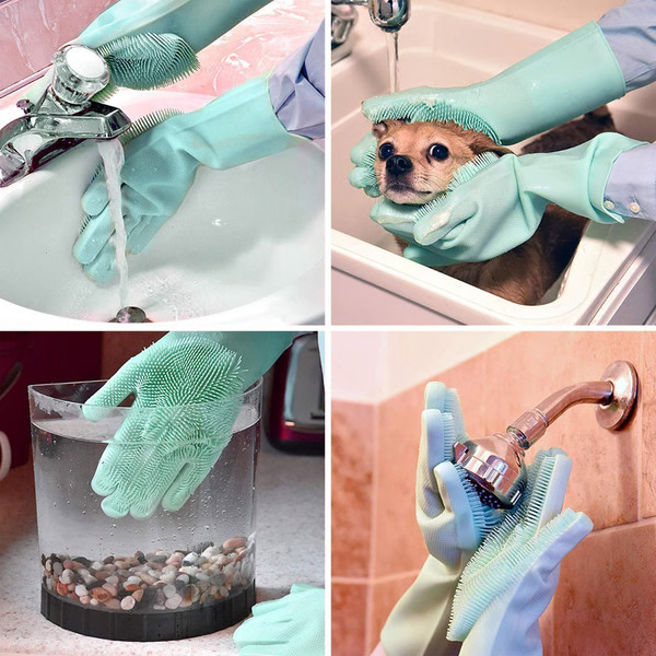 RoyaleGlow Magic Silicone Dishwashing Gloves - Reusable Cleaning Gloves