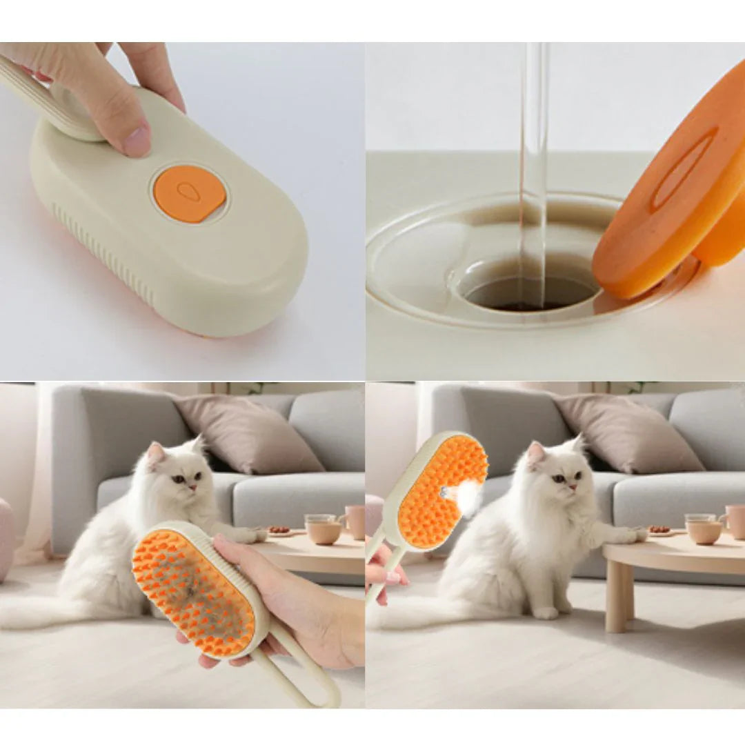LuxRoyale Easy Groom Steam Brush for Stress-Free Cat Grooming