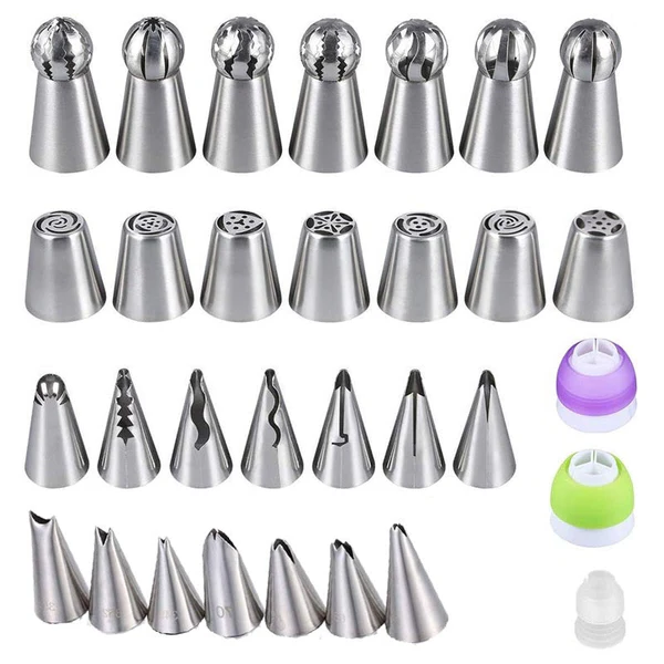 RoyaleGlow Cake Decor Piping Tips Set with Coupler